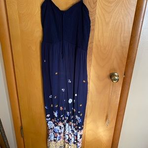 Navy spaghetti strap smocked jumpsuit